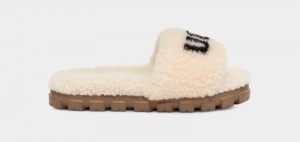 Beige Ugg Cozetta Curly Graphic Women's Slippers | South Africa-3827901