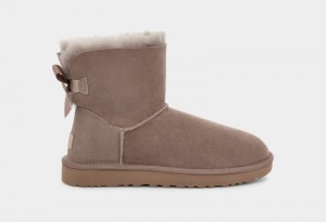 Beige Ugg Mini Bailey Bow Ii Women's Boots | South Africa-5176248