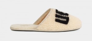 Beige Ugg Scuff Curly Graphic Men's Slippers | South Africa-4032819