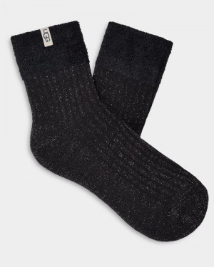 Black Ugg Aidy Sparkle Cozy Quarter Women's Socks | South Africa-5293840