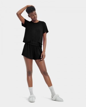 Black Ugg Aniyah Set Women's Sleepwear | South Africa-8921067