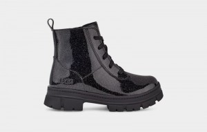 Black Ugg Ashton Lace Up Glitter Kids' Boots | South Africa-4832519