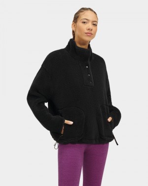 Black Ugg Atwell Sherpa Half Snap Women's Pullover | South Africa-3471569