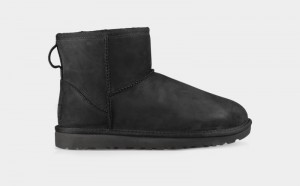 Black Ugg Classic Mini Leather Women's Boots | South Africa-2740685