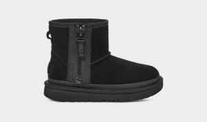 Black Ugg Classic Mini Zipper Tape Logo Kids' Boots | South Africa-8953412