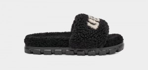 Black Ugg Cozetta Curly Graphic Women's Slippers | South Africa-9721038