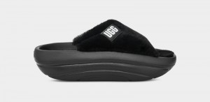 Black Ugg Foamo Uggplush Women's Slides | South Africa-6450317