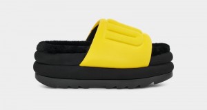 Black Ugg Maxi Graphic Women's Slides | South Africa-7318049