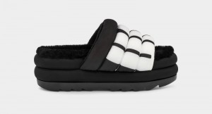 Black Ugg Maxi Logo Women's Slides | South Africa-6124953