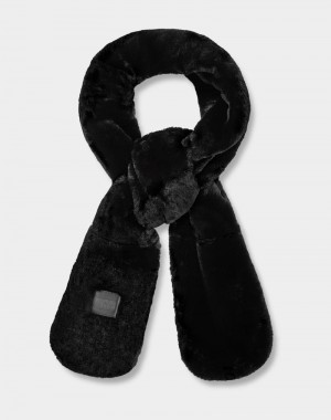 Black Ugg Oblong Faux Fur Women's Scarf | South Africa-9157832