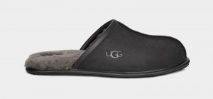 Black Ugg Scuff Leather Men's Slippers | South Africa-0673942