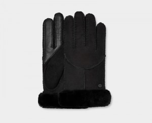 Black Ugg Sheepskin Whipstitch Women's Gloves | South Africa-1978325