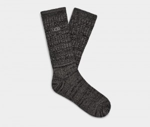 Black Ugg Trey Rib Knit Slouchy Crew Men's Socks | South Africa-7062184