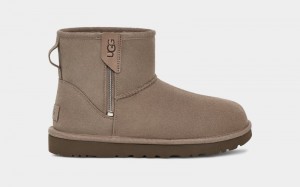 Brown Ugg Classic Mini Bailey Zip Women's Boots | South Africa-4563810