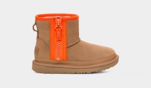 Brown Ugg Classic Mini Zipper Tape Logo Kids' Boots | South Africa-2948671