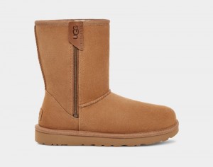 Brown Ugg Classic Short Bailey Zip Women's Boots | South Africa-6752419