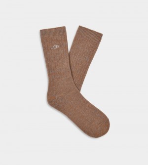 Brown Ugg Trey Rib Knit Slouchy Crew Men's Socks | South Africa-3854912