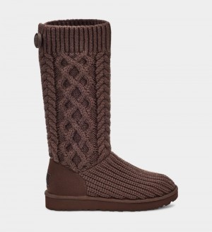 Deep Brown Ugg Classic Cardi Cabled Knit Women's Boots | South Africa-8421097