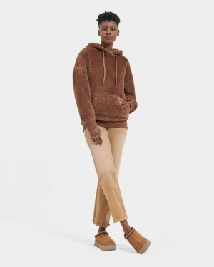 Deep Brown Ugg Loyra Sherpa Women's Hoodie | South Africa-6932415