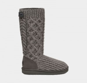 Grey Ugg Classic Cardi Cabled Knit Kids' Boots | South Africa-8972405