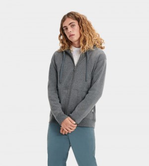 Grey Ugg Gordon Zipped Men's Hoodie | South Africa-2754601