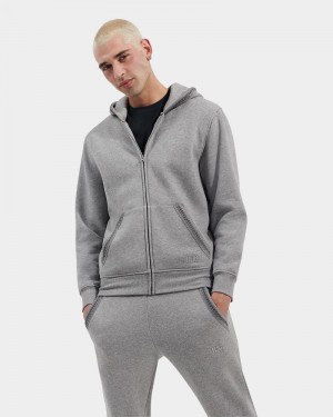 Grey Ugg Tasman Full Zip Men's Hoodie | South Africa-0364152