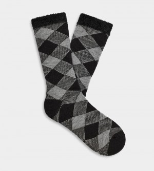 Grey / Black Ugg Grady Fleece Lined Crew Men's Socks | South Africa-0359182