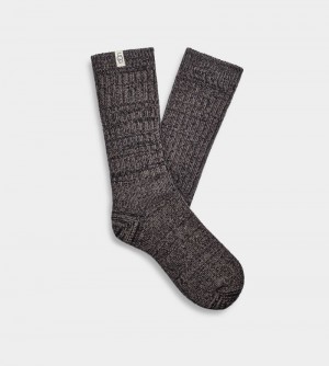 Grey / Black Ugg Rib Knit Slouchy Crew Women's Socks | South Africa-6798214