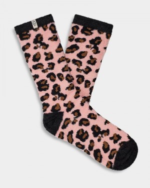 Leopard Ugg Leslie Graphic Crew Women's Socks | South Africa-9407832