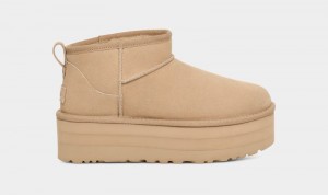 Mustard Ugg Classic Ultra Mini Platform Women's Boots | South Africa-2947368