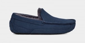 Navy Ugg Ascot Men's Slippers | South Africa-3147250