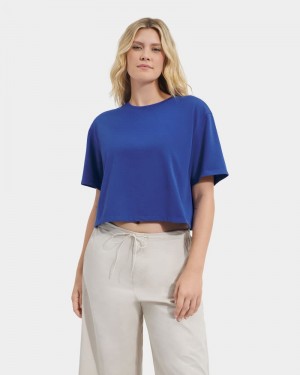 Navy Ugg Tana Cropped Women's Tee | South Africa-1270396