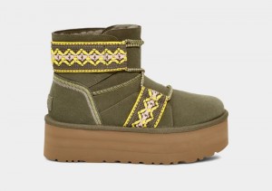 Olive Ugg Classic Mini Ii Braid Platform Women's Boots | South Africa-5143697