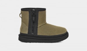 Olive Ugg Classic Mini Zipper Tape Logo Kids' Boots | South Africa-2483579