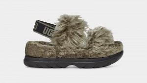 Olive Ugg Fluff Sugar Women's Sandals | South Africa-6054319