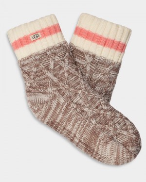 Pink Coral Ugg Deedee Fleece Lined Quarter Women's Socks | South Africa-1903756