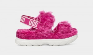 Pink Ugg Fluff Sugar Women's Sandals | South Africa-4876530