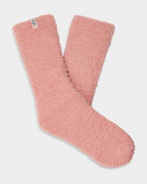 Pink Ugg Teddi Cozy Crew Women's Socks | South Africa-0693158