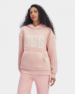 Pink White Ugg Joanne B Fleece Logo Women's Hoodie | South Africa-0697438