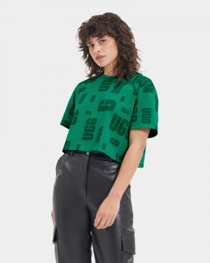 Turquoise Green Ugg Britany Cropped Scatter Women's Tee | South Africa-5407398