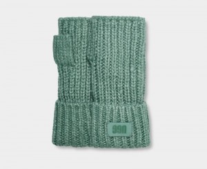 Turquoise Ugg Chunky Fingerless Cuff Women's Gloves | South Africa-3864170