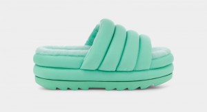 Turquoise Ugg Maxi Women's Slides | South Africa-6254130