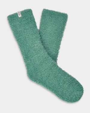 Turquoise Ugg Teddi Cozy Crew Women's Socks | South Africa-4921835