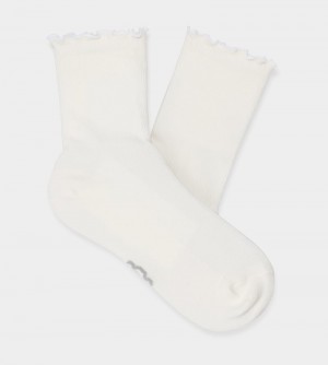 White Ugg Karsyn Lettuce Edge Women's Socks | South Africa-3468275