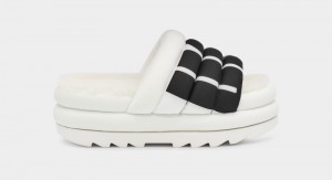 White Ugg Maxi Logo Women's Slides | South Africa-6254938