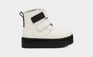 White Ugg Neumel Platform Leather Kids' Boots | South Africa-2307591