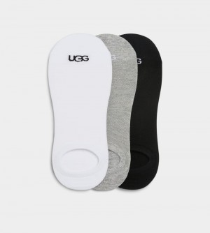 White / Grey / Black Ugg Oliver No Show 3 Pack Men's Socks | South Africa-2140657