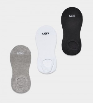 White / Grey / Black Ugg Stela No Show 3 Pack Women's Socks | South Africa-3169520