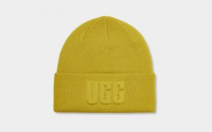 Yellow Ugg 3d Graphic Logo Women's Beanie | South Africa-7062439