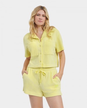 Yellow Ugg Saniyah Short Sleeve Buttondown Women's Shirts | South Africa-7160385